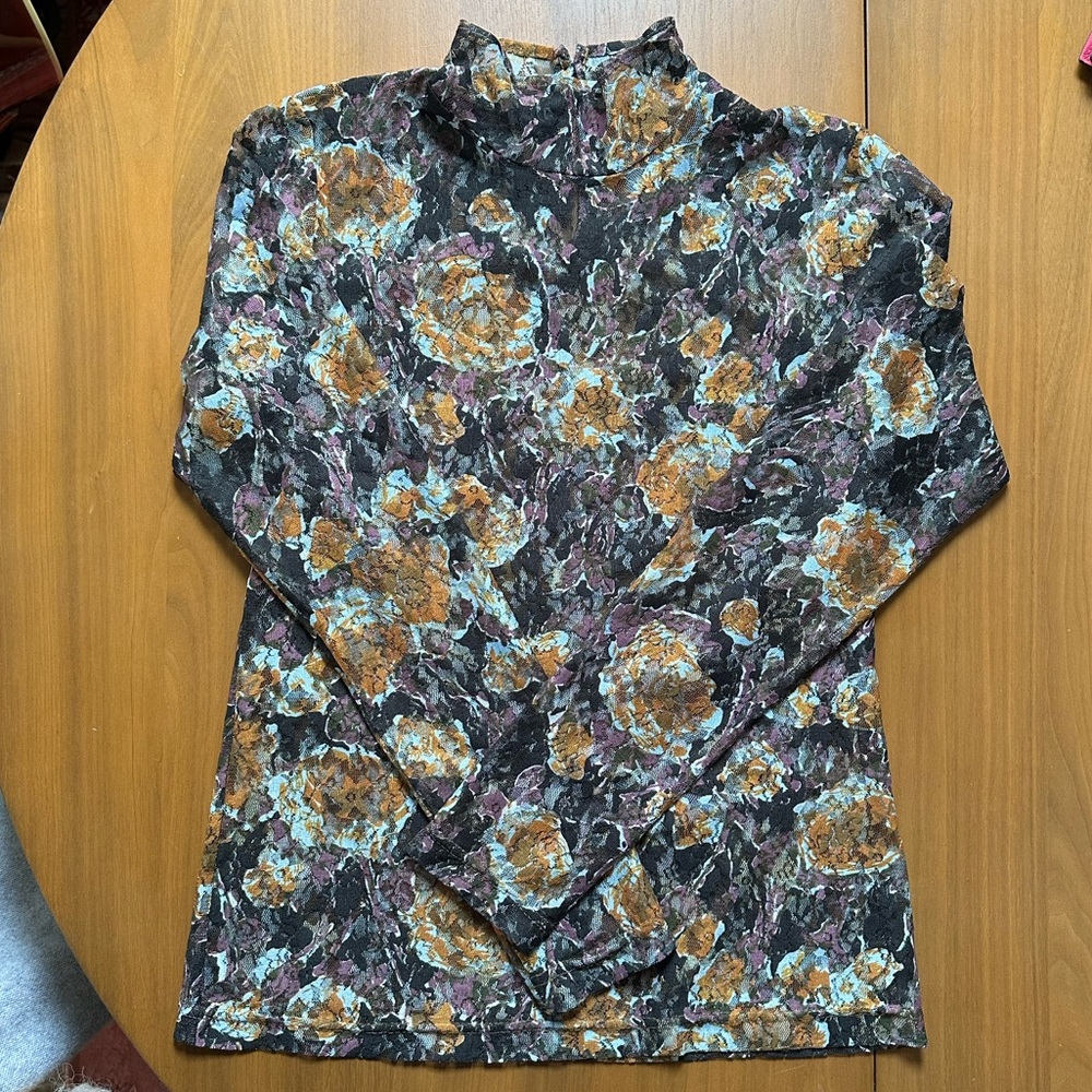 No. 6 store printed lace long sleeve shirt